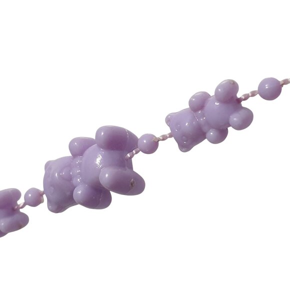 Purple Teddy Bear Bead Necklace Fun 18 Inch Length Lobster Clasp Novelty Gift - Picture 5 of 5